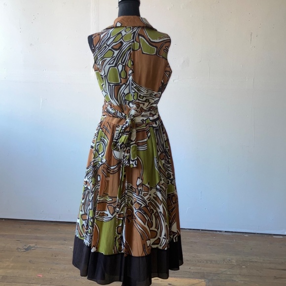 Stylish Brown and Green Midi Dress - Picture 11 of 13
